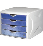 Schubladenbox the chameleon Cool Water H61296-34 weiß/blau 4 Schubladen geschlossen