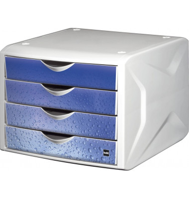 Schubladenbox the chameleon Cool Water H61296-34 weiß/blau 4 Schubladen geschlossen Schubladenbox the chameleon Cool Water H61296-34 weiß/blau 4 Schubladen geschlossen