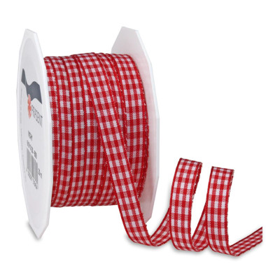 Geschenkband Vichy 619 1020-609, Karo, 10mm x 20m, rot/weiß Geschenkband Vichy 619 1020-609, Karo, 10mm x 20m, rot/weiß