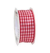 Geschenkband Zierband Vichy Karo 6194020-609 40mm x 20m rot/weiß