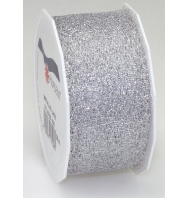 Geschenkband Zierband 72mm x 20m silber