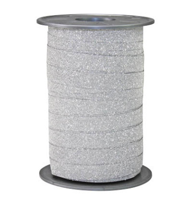 Geschenkband POLY GLITTER 185 09-631, Glitter, 10mm x 100m, silber