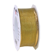 Geschenkband Zierband Luxury 2414020-734 mit Drahtkante 40mm x 20m metallic gold