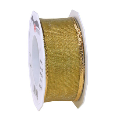 Geschenkband Zierband Luxury 2414020-734 mit Drahtkante 40mm x 20m metallic gold