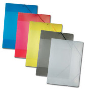 Eckspannmappe - 6990, A3 grau-transparent Kunststoff -, f&uuml;r ca. 100 -120 Blatt  (80 g/m&sup2;), mit 3 Einschlagklappen