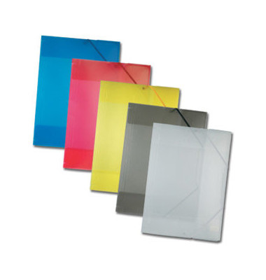 Eckspannmappe - 6990, A3 grau-transparent Kunststoff -, f&uuml;r ca. 100 -120 Blatt  (80 g/m&sup2;), mit 3 Einschlagklappen