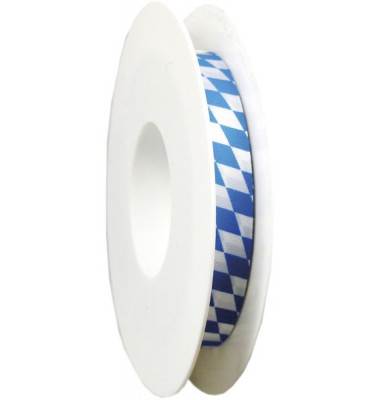 Geschenkband 847215870025, Bayernraute, 15mm x 25m, weiß/blau rautiert
