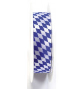 Geschenkband Zierband Acetat 25mm x 25m Raute weiß/blau