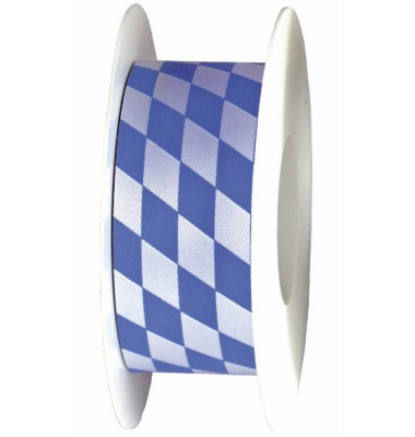 Geschenkband 847240870025, Bayernraute, 40mm x 25m, weiß/blau rautiert