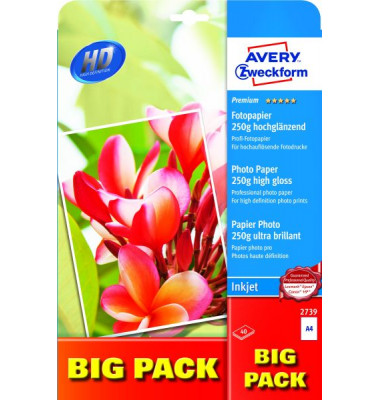 Fotopapier Premium 2739, A4, für Inkjet, 270g weiß hochglänzend einseitig bedruckbar