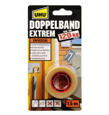 Klebeband extrem doppelseitig 46820 19mm x 1,5m weiß PP Klebeband extrem doppelseitig 46820 19mm x 1,5m weiß PP