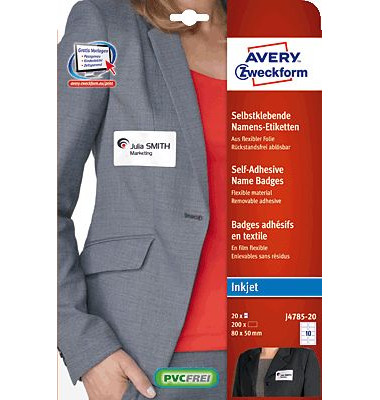 Avery Etikett J4785-20 80x50mm VE200
