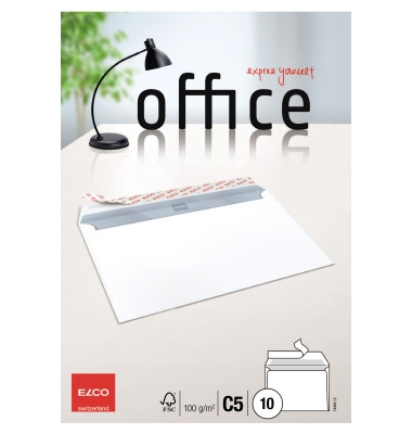 Versandtaschen Office 7446912, lange Seite offen, C5, ohne Fenster, haftklebend, 100g, weiß