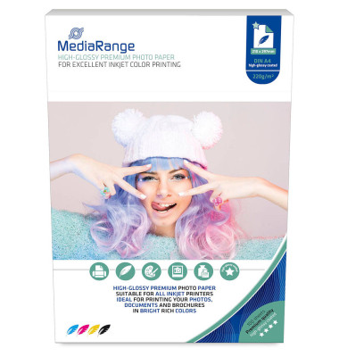 Fotopapier High Glossy Premium MRINK103, A4, für Inkjet, 220g weiß hochglänzend einseitig bedruckbar