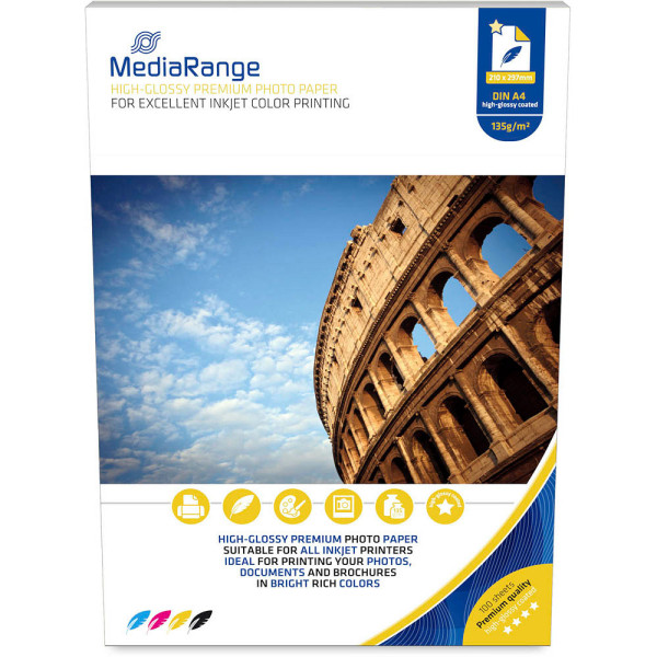 4260283115631 - Fotopapier High Glossy Premium MRINK107 A4 für Inkjet 135g weiß hochglänzend einseitig bedruckbar 4260283115631 MediaRange