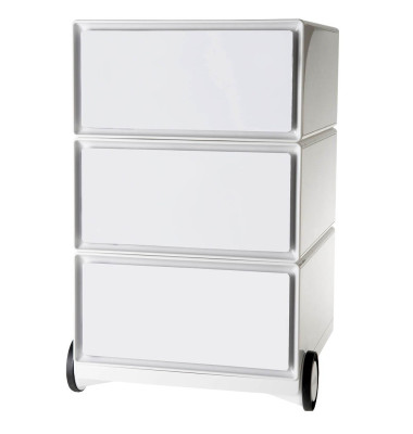 Rollcontainer easyBox EBGHX3.13 Kunststoff weiß, 3 normale Schubladen