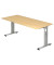 Schreibtisch O-Serie, manuell höhenverstellbar, 65-85cm (H), 180x80cm (BxT), rechteckig, ahorn / silber