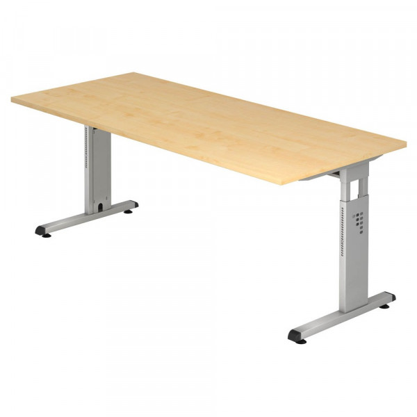 4032062028377 - Schreibtisch VOS19 3 S manuell höhenverstellbar 85cm (H) 180x80cm (BxT) rechteckig ahorn   silber 4032062028377 Hammerbache
