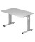 Schreibtisch O-Serie, manuell höhenverstellbar, 65-85cm (H), 120x80cm (BxT), rechteckig, grau / silber