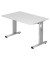 Schreibtisch O-Serie, manuell höhenverstellbar, 65-85cm (H), 120x80cm (BxT), rechteckig, weiß / silber