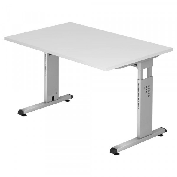 4032062032572 - Schreibtisch VOS12 W S manuell höhenverstellbar 85cm (H) 120x80cm (BxT) rechteckig weiß   silber 4032062032572 Hammerbacher