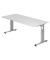 Schreibtisch O-Serie, manuell höhenverstellbar, 65-85cm (H), 180x80cm (BxT), rechteckig, weiß / silber