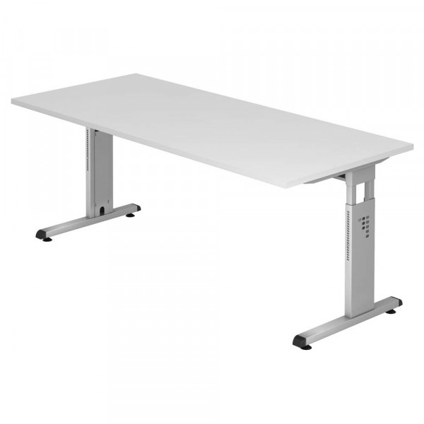 4032062032619 - Schreibtisch VOS19 W S manuell höhenverstellbar 85cm (H) 180x80cm (BxT) rechteckig weiß   silber 4032062032619 Hammerbacher