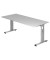 Schreibtisch O-Serie, manuell höhenverstellbar, 65-85cm (H), 180x80cm (BxT), rechteckig, grau / silber