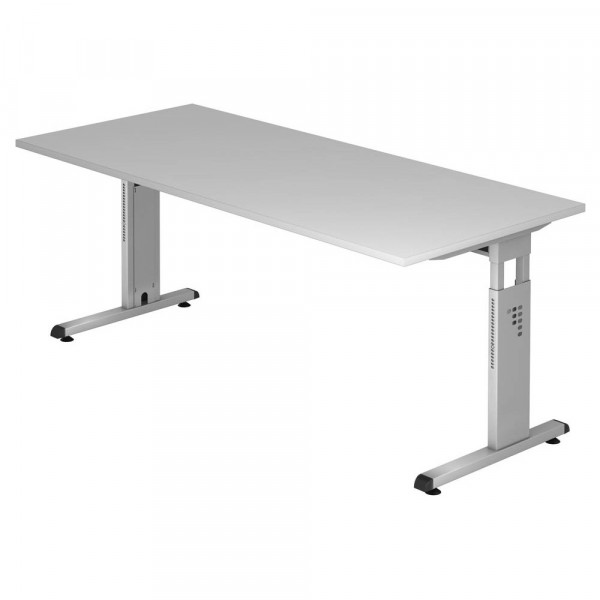 4032062028391 - Schreibtisch VOS19 5 S manuell höhenverstellbar 85cm (H) 180x80cm (BxT) rechteckig grau   silber 4032062028391 Hammerbacher
