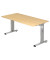 Schreibtisch OS 16, manuell höhenverstellbar, 65-85cm (H), 160x80cm (BxT), rechteckig, ahorn / silber