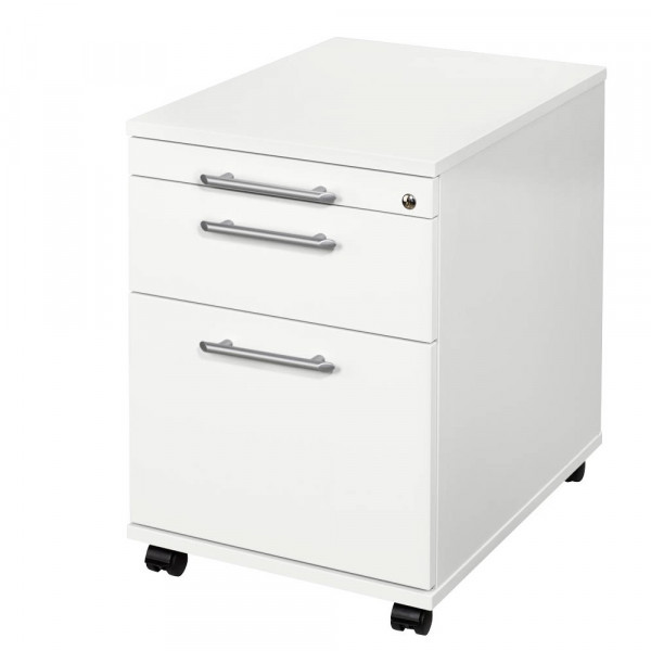 4032062120767 - Rollcontainer Solid VAC20 W W RE Holz weiß 1 normale Schublade mit extra Hängeregisterauszug mit extra Utensilienauszug ab 4