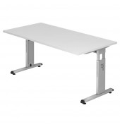 Schreibtisch OS 16, manuell höhenverstellbar, 65-85cm (H), 160x80cm (BxT), rechteckig, weiß / silber