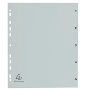 Kunststoffregister 1705E, 1 bis 5, A4, 130µm, graue Taben, 5-teilig