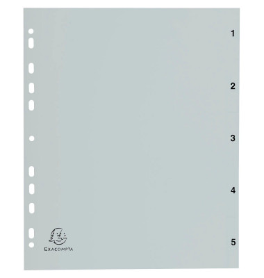 Kunststoffregister 1705E, 1 bis 5, A4, 130µm, graue Taben, 5-teilig