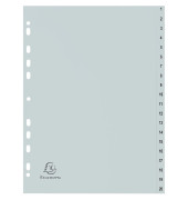 Kunststoffregister 1721E, 1 bis 20, A4, 120µm, graue Taben, 20-teilig