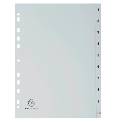 Kunststoffregister Forever 1710E, 1 bis 10, A4, 130µm, graue Taben, 10-teilig