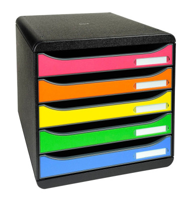 Schubladenbox Big-Box Plus 309798D schwarz/bunt 5 Schubladen geschlossen