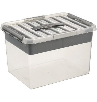 Aufbewahrungsbox Q-Line Multi Box H6161002, 22 Liter, mit Deckel, au&szlig;en 400x300x260mm, Kunststoff transparent