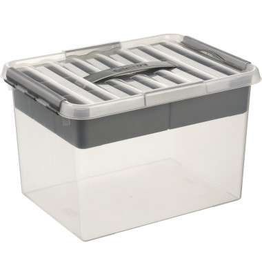 Aufbewahrungsbox the q-line Multi Box H6161002, 22 Liter mit Deckel, außen 400x300x260mm, Kunststoff transparent