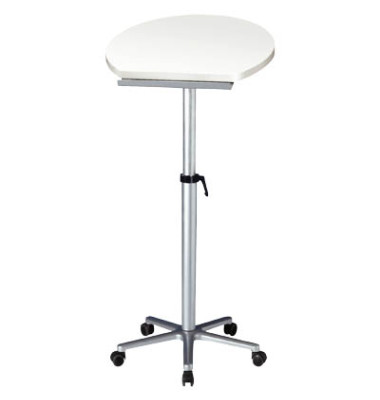 Stehpult, höhenverstellbar 75-120cm (H), 61x51cm (BxT), halbrund, weiß / silber