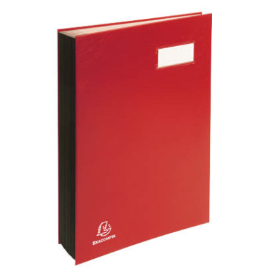 Unterschriftenmappe 57025E, A4 20 Fächer Karton kaschiert rot