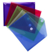 Dokumententasche 56720E, A5 quer, transparent blau/violett/gr&uuml;n/rot/farblos, Polypropylen (PP), Klettverschluss