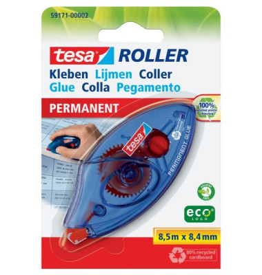 Kleberoller 59171-00002-04, 8,4mm x 8,5m, transparent/blau