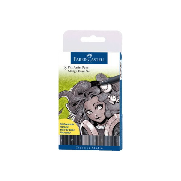 5 Stück Faber-Castell 167107 Manga Tuschestift 8er-Etui 4005401671077 Faber-Castell 8 Stück