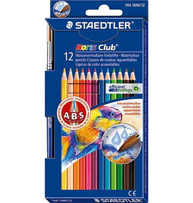 Buntstifte-Set Noris aquarell 144, 144 10NC12, 12-farbig sortiert, sechskant, Packung