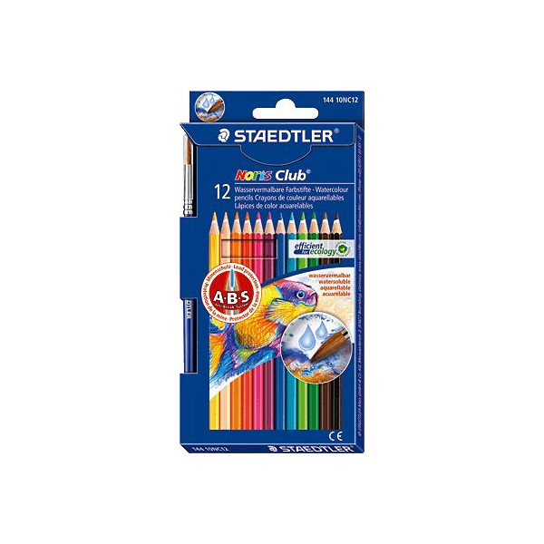 10 Stück Staedtler Buntstifte-Set Noris aquarell 144, 144 10NC12, 12-farbig sortiert, sechskant, Packung 4007817144268 Staedtler 12 Stück