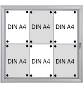 Schaukasten Security 6 x A4 schwer entflammbar Metallrückwand weiß, silber magnetisch