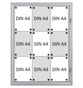 Schaukasten Security 9 x A4 schwer entflammbar Metallrückwand weiß, silber magnetisch