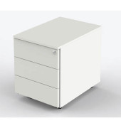 Rollcontainer 12464710 Form 1, wei&szlig;, 3 Schubladen, Holz, abschlie&szlig;bar