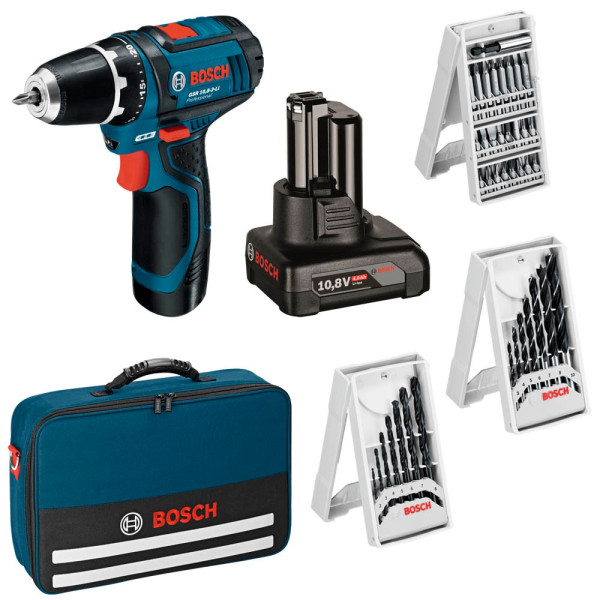 Bosch GSR 10,8-2-LI Professional Akku-Bohrschrauber-Set 10 ...